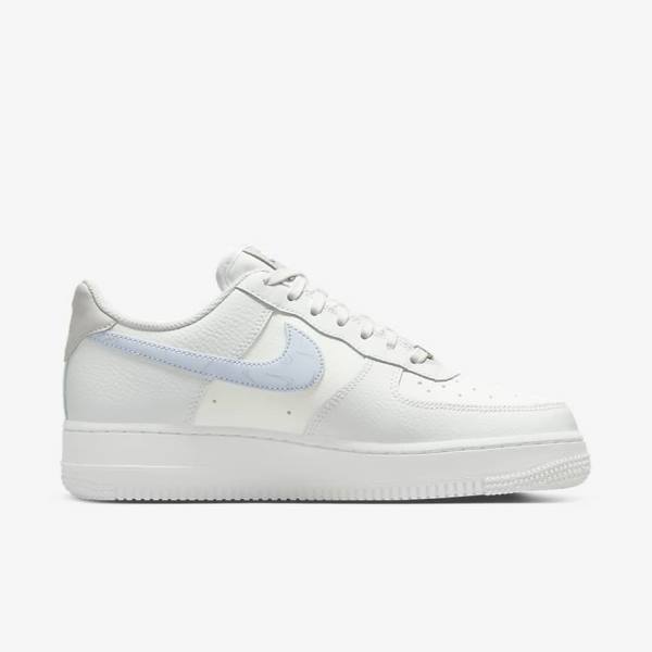 Nike Air Force 1 07 Tenisky Damske Biele Metal Strieborne Svetlo Modre | NK369JIU