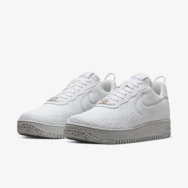 Nike Air Force 1 Crater Flyknit Next Nature Tenisky Panske Biele Platina Biele | NK912UMC