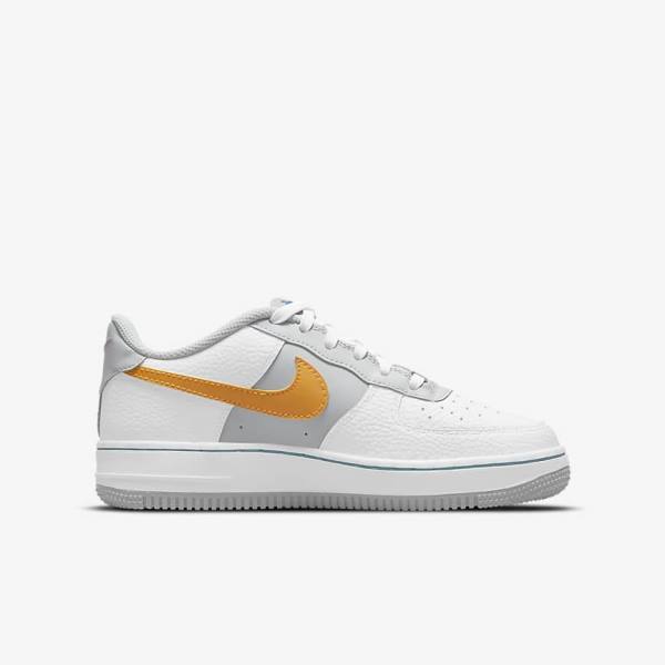 Nike Air Force 1 EMB Older Tenisky Detske Biele Siva Tyrkysové Modre | NK935GDL