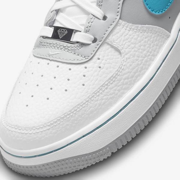 Nike Air Force 1 EMB Older Tenisky Detske Biele Siva Tyrkysové Modre | NK935GDL