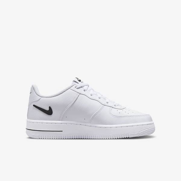 Nike Air Force 1 Older Tenisky Detske Biele Čierne | NK863KMJ