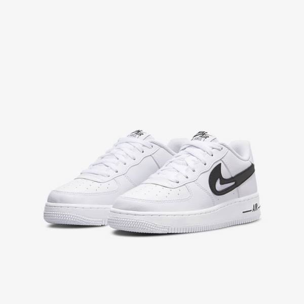 Nike Air Force 1 Older Tenisky Detske Biele Čierne | NK863KMJ