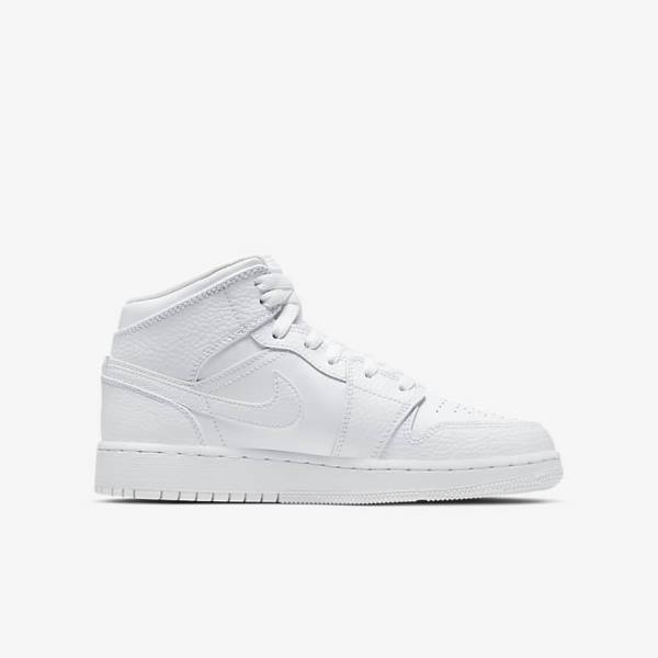 Nike Air Jordan 1 Stredne Older Tenisky Detske Biele | NK036BEY