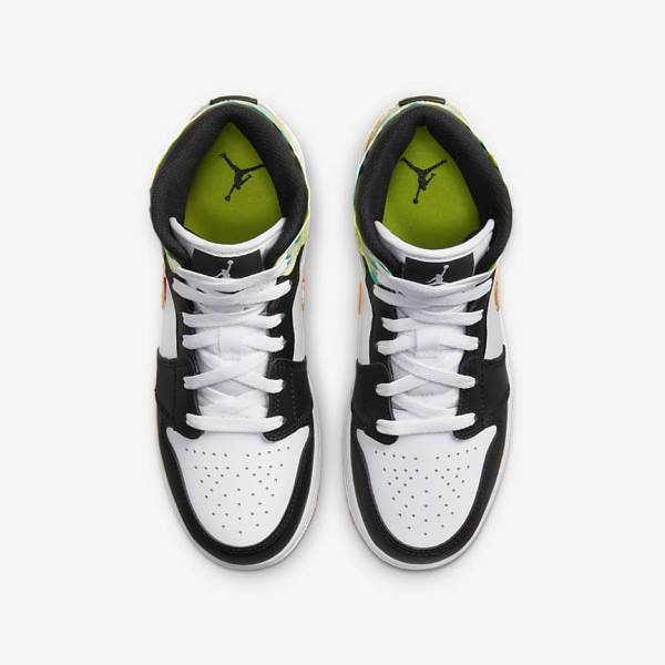 Nike Air Jordan 1 Stredne SE Older Tenisky Detske Čierne Oranžové Biele | NK198ICX