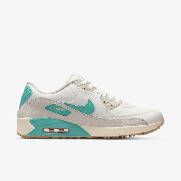 Nike Air Max 90 G Golfove Topanky Damske Biele Svetlo Hnede Tyrkysové | NK134AQW