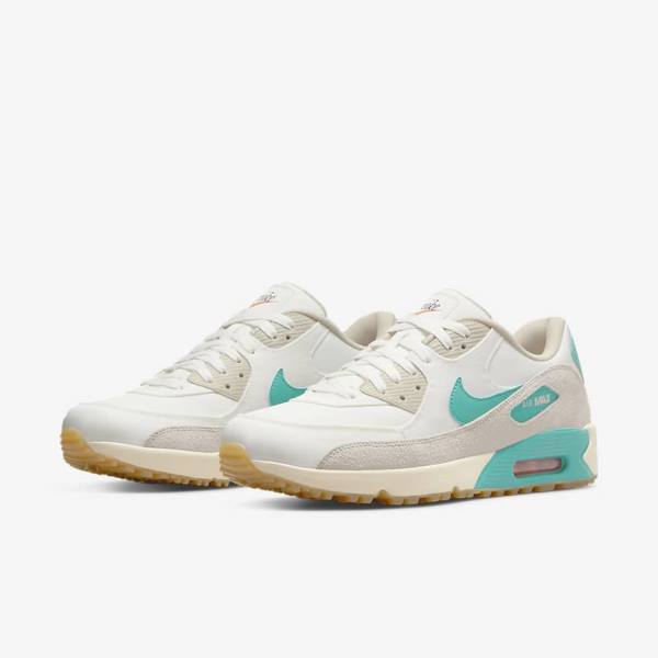 Nike Air Max 90 G Golfove Topanky Damske Biele Svetlo Hnede Tyrkysové | NK134AQW