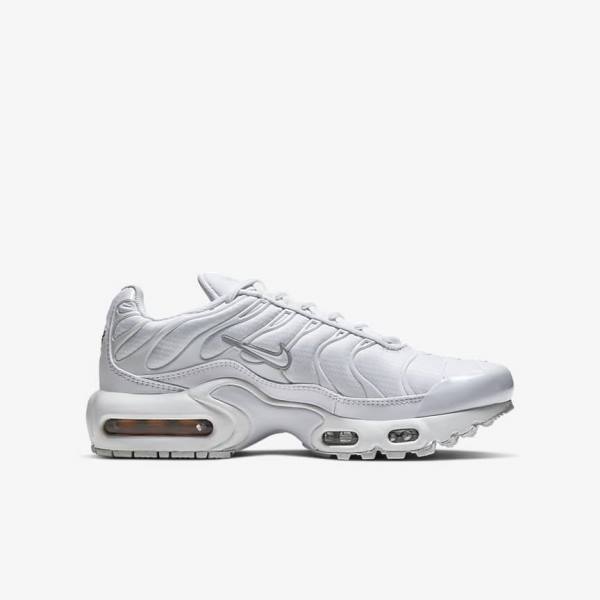 Nike Air Max Plus Older Tenisky Detske Biele Metal Strieborne Biele | NK092LDV