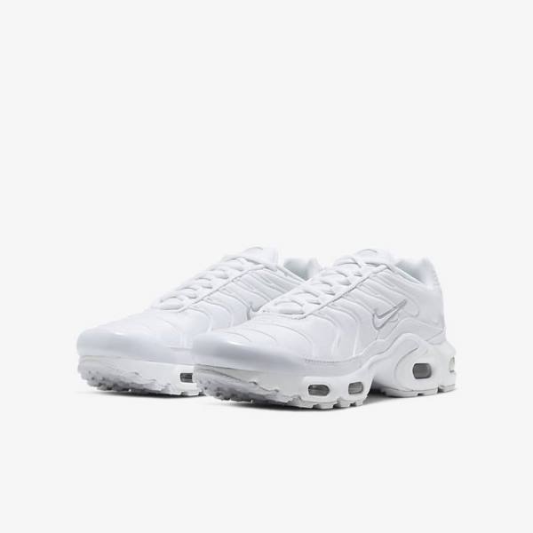 Nike Air Max Plus Older Tenisky Detske Biele Metal Strieborne Biele | NK092LDV