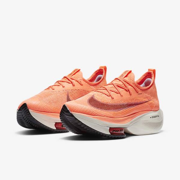 Nike Air Zoom Alphafly NEXT% Flyknit Cestne Zavodne Bežecké Tenisky Damske Svetlo Mango Metal Červené Hnede Čierne | NK293CVQ