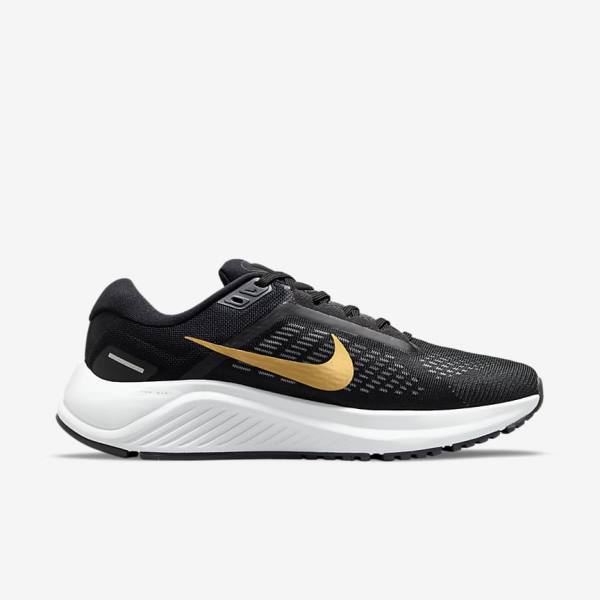 Nike Air Zoom Structure 24 Cestne Bežecké Tenisky Damske Čierne Tmavo Siva Metal Zlate | NK307VSY