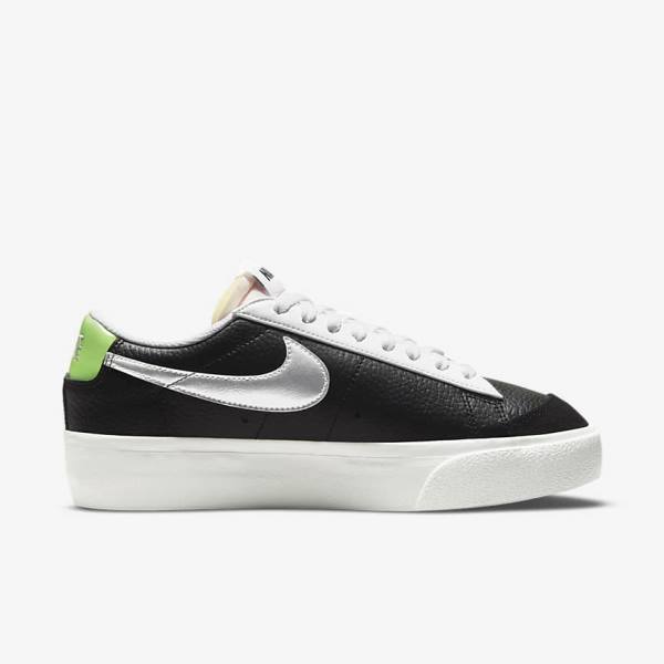 Nike Blazer Platforme Tenisky Damske Čierne Biele Zelene Metal Strieborne | NK301WNR