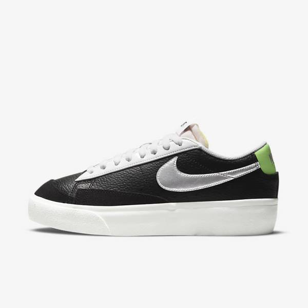 Nike Blazer Platforme Tenisky Damske Čierne Biele Zelene Metal Strieborne | NK301WNR