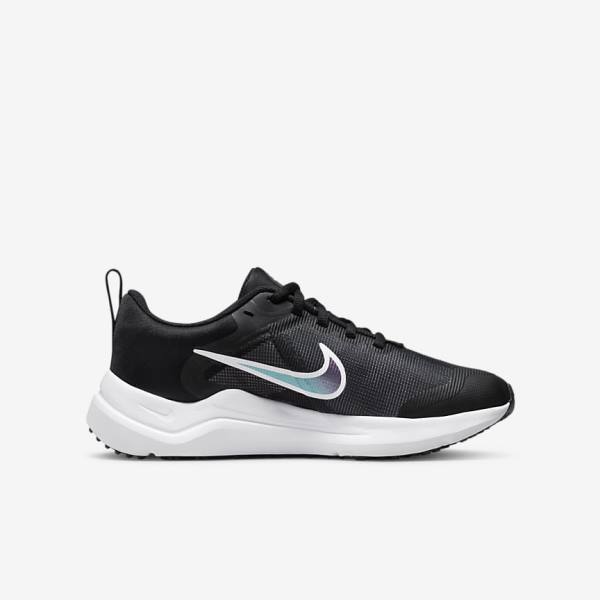 Nike Downshifter 12 Older Cestne Bežecké Tenisky Detske Čierne Tmavo Siva Biele | NK169DZR