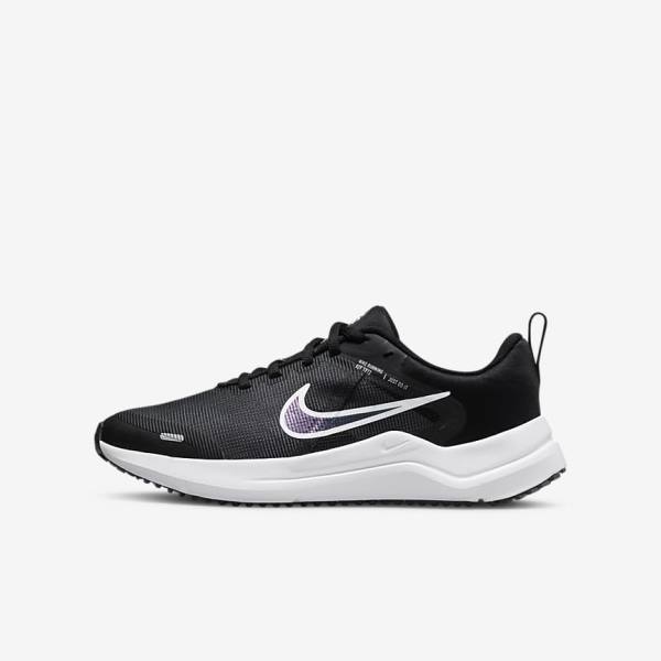 Nike Downshifter 12 Older Cestne Bežecké Tenisky Detske Čierne Tmavo Siva Biele | NK169DZR