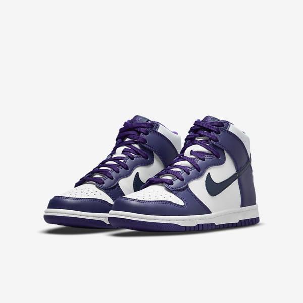 Nike Dunk High Older Tenisky Detske Biele Nachový Námornícka Modrá | NK458UVZ