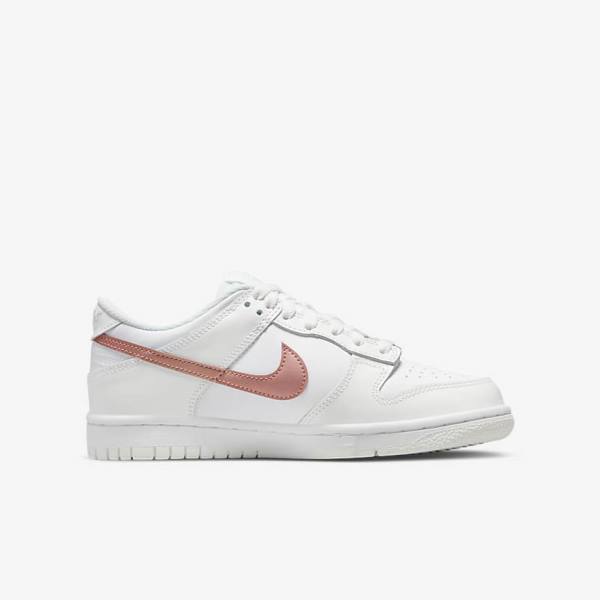 Nike Dunk Low Older Tenisky Detske Biele Metal Červené Hnede | NK256BJF