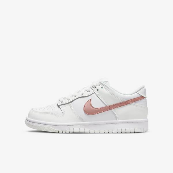 Nike Dunk Low Older Tenisky Detske Biele Metal Červené Hnede | NK256BJF