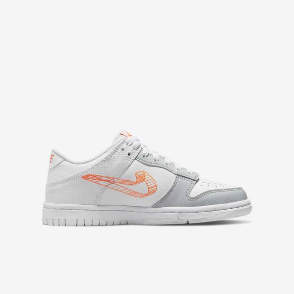 Nike Dunk Low SE Older Tenisky Detske Biele Platina Oranžové | NK032JSL