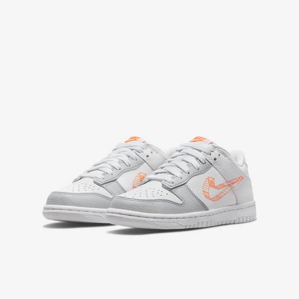 Nike Dunk Low SE Older Tenisky Detske Biele Platina Oranžové | NK032JSL