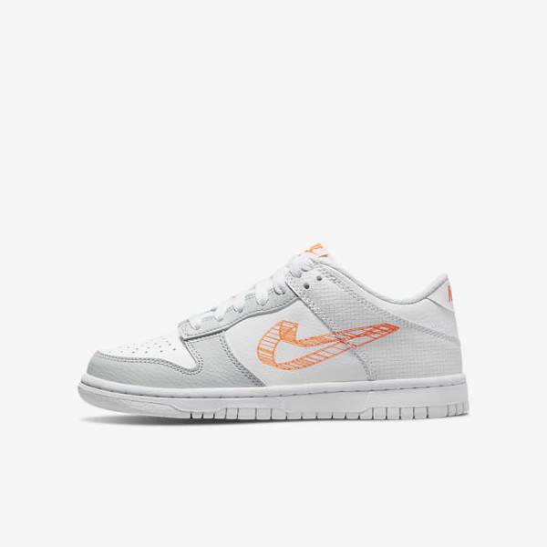 Nike Dunk Low SE Older Tenisky Detske Biele Platina Oranžové | NK032JSL