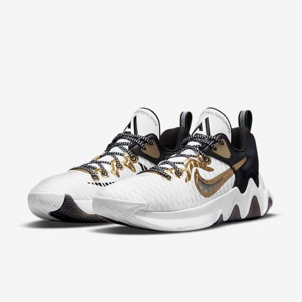 Nike Giannis Immortality Basketbalove Tenisky Panske Biele Čierne Metal Zlate | NK072MEY