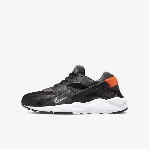 Nike Huarache Run Older Tenisky Detske Čierne Oranžové Siva Biele | NK287JVZ