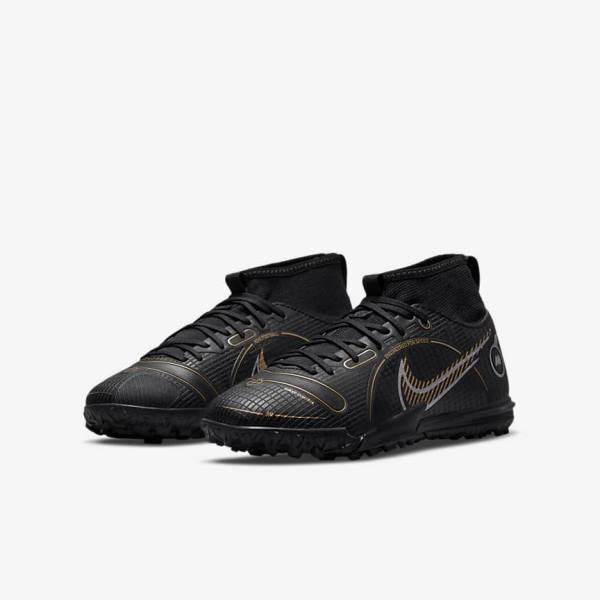 Nike Jr. Mercurial Superfly 8 Academy TF Older Turf Kopačky Detske Čierne Metal Strieborne Siva Metal Zlate | NK179JTX