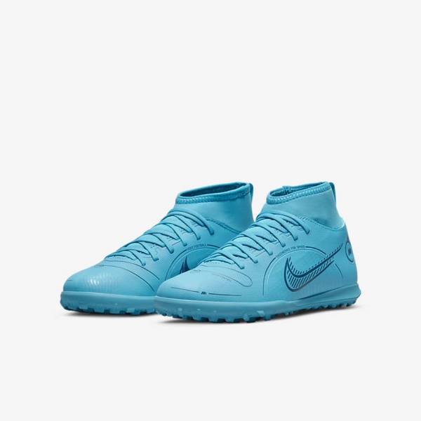 Nike Jr. Mercurial Superfly 8 Club TF Older Turf Kopačky Detske Modre Oranžové | NK264BMT