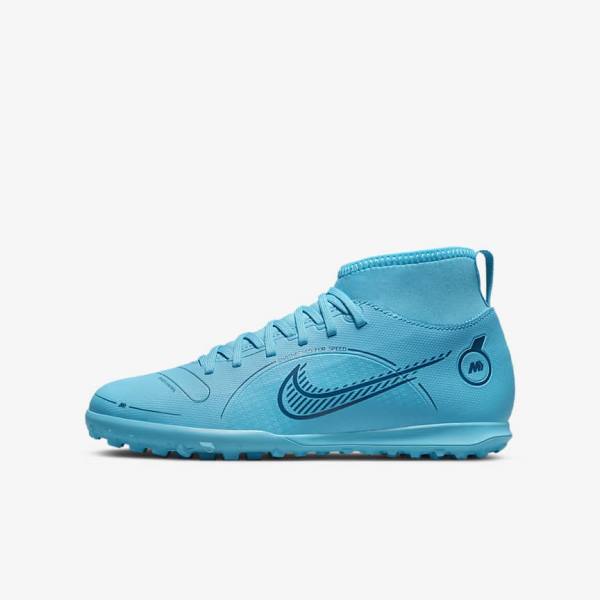 Nike Jr. Mercurial Superfly 8 Club TF Older Turf Kopačky Detske Modre Oranžové | NK264BMT