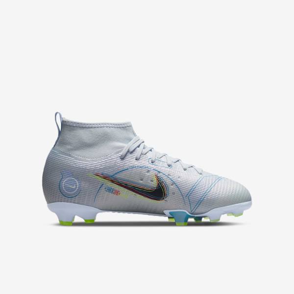 Nike Jr. Mercurial Superfly 8 Pro FG Younger and Older Firm-Grounds Kopačky Detske Siva Svetlo Modre | NK047LJR