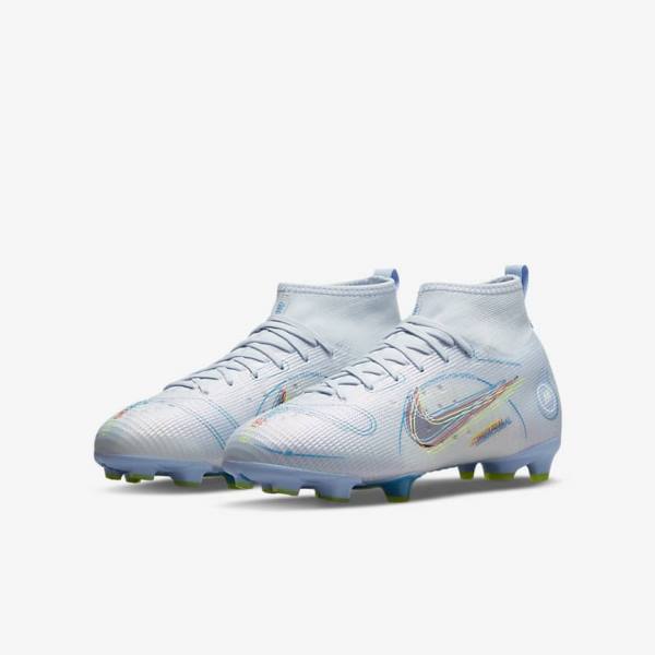 Nike Jr. Mercurial Superfly 8 Pro FG Younger and Older Firm-Grounds Kopačky Detske Siva Svetlo Modre | NK047LJR