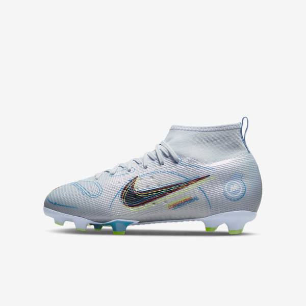 Nike Jr. Mercurial Superfly 8 Pro FG Younger and Older Firm-Grounds Kopačky Detske Siva Svetlo Modre | NK047LJR