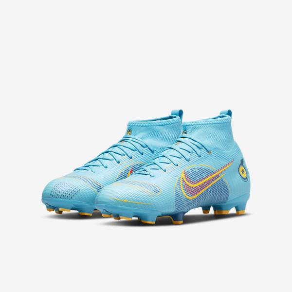 Nike Jr. Mercurial Superfly 8 Pro FG Younger and Older Firm-Grounds Kopačky Detske Modre Oranžové | NK365IPL