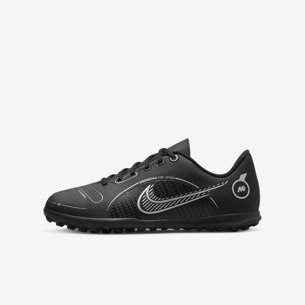 Nike Jr. Mercurial Vapor 14 Club TF Older Kids Turf Kopačky Detske Čierne Siva Metal Strieborne | NK736CKJ