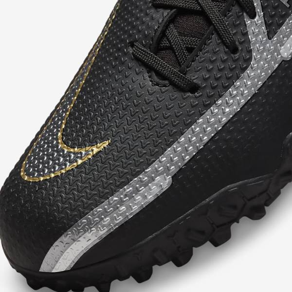 Nike Jr. Phantom GT2 Academy Dynamic Fit TF Older Turf Kopačky Detske Čierne Metal Zlate Tmavo Siva Metal Tmavo Siva | NK370GRA