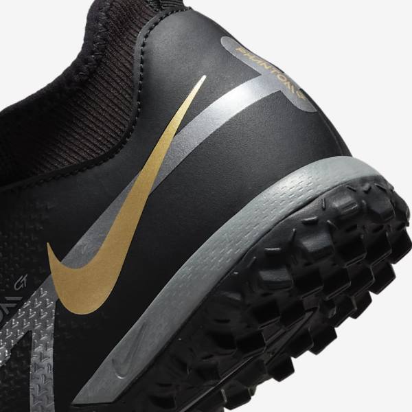 Nike Jr. Phantom GT2 Academy Dynamic Fit TF Older Turf Kopačky Detske Čierne Metal Zlate Tmavo Siva Metal Tmavo Siva | NK370GRA