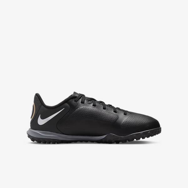 Nike Jr. Tiempo Legend 9 Academy TF Older Turf Kopačky Detske Čierne Tmavo Siva Metal Zlate Čierne | NK719EQR