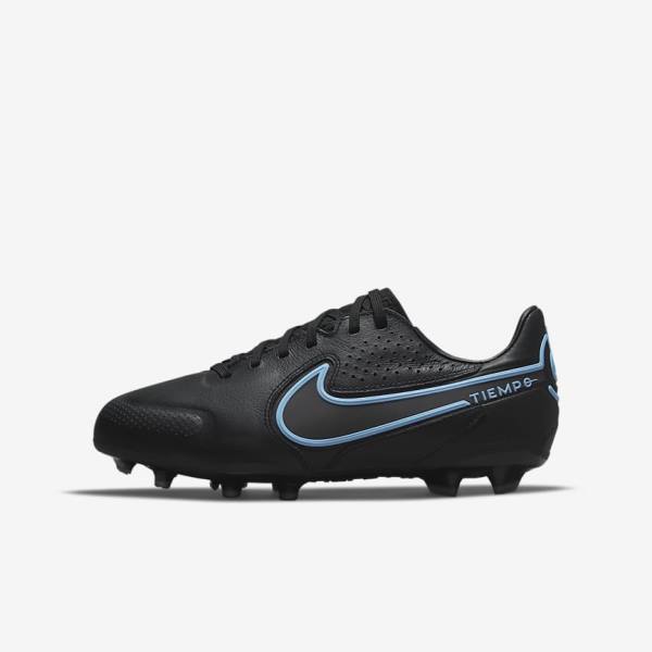 Nike Jr. Tiempo Legend 9 Pro FG Older Firm-Ground Kopačky Detske Čierne Siva | NK980ORY