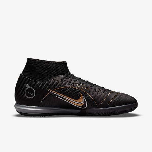 Nike Mercurial Superfly 8 Academy IC Indoor-Court Kopačky Damske Čierne Metal Strieborne Siva Metal Zlate | NK871FRZ