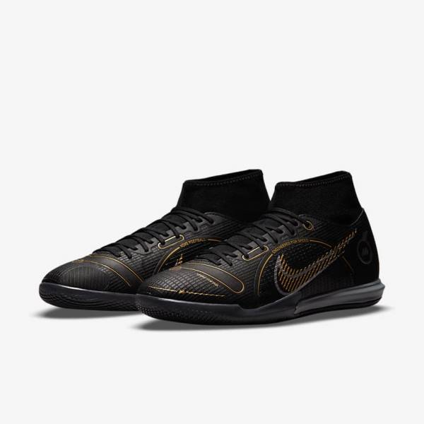 Nike Mercurial Superfly 8 Academy IC Indoor-Court Kopačky Damske Čierne Metal Strieborne Siva Metal Zlate | NK871FRZ