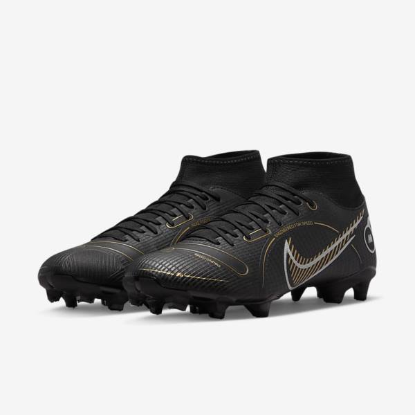 Nike Mercurial Superfly 8 Academy MG Multi-Grounds Kopačky Damske Čierne Metal Strieborne Siva Metal Zlate | NK165ZES