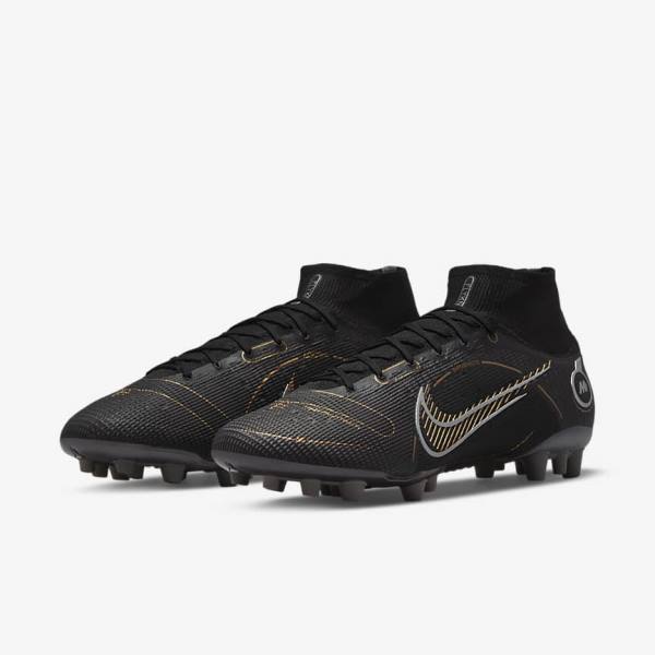 Nike Mercurial Superfly 8 Elite AG Artificial-Grasss Kopačky Panske Čierne Metal Strieborne Siva Metal Zlate | NK641OSY