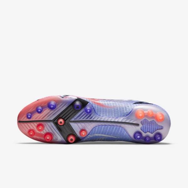 Nike Mercurial Superfly 8 Elite KM AG Artificial-Grass Kopačky Panske Indigo Svetlo Červené Metal Strieborne | NK031KFT