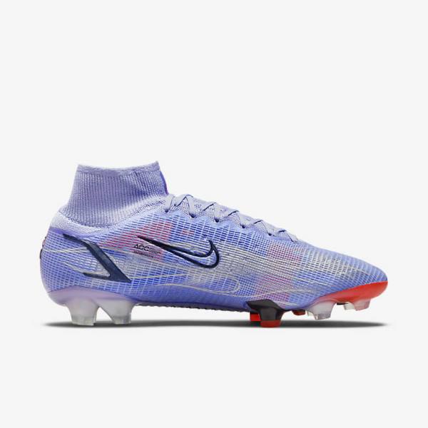 Nike Mercurial Superfly 8 Elite KM FG Firm-Ground Kopačky Panske Indigo Svetlo Červené Metal Strieborne | NK536DJB