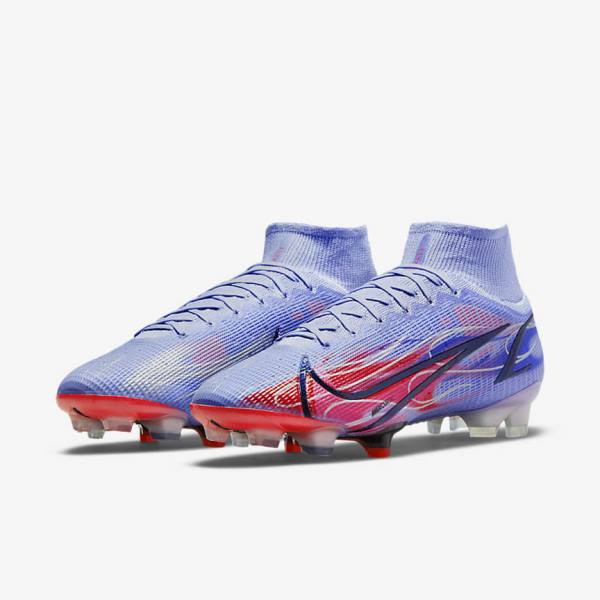 Nike Mercurial Superfly 8 Elite KM FG Firm-Ground Kopačky Panske Indigo Svetlo Červené Metal Strieborne | NK536DJB