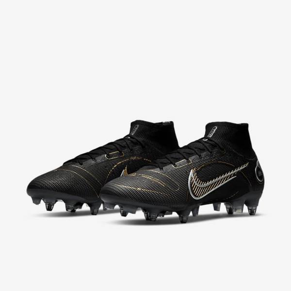 Nike Mercurial Superfly 8 Elite SG-PRO Anti-Clog Traction Soft-Ground Kopačky Damske Čierne Metal Strieborne Siva Metal Zlate | NK713DIP