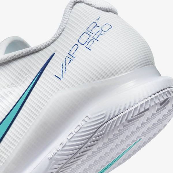 Nike NikeCourt Air Zoom Vapor Pro Clay Court Tenisove Tenisky Panske Biele Svetlo Béžové Kráľovská Modrá Modre Tyrkysové | NK816WNL