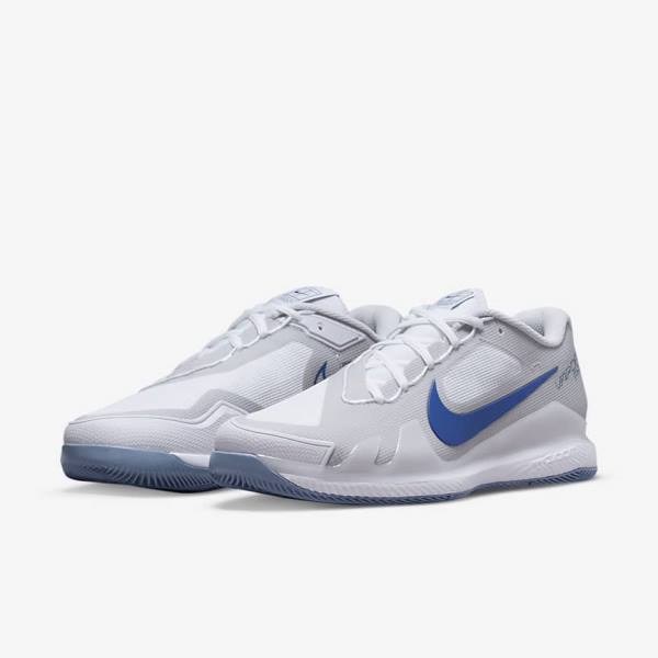 Nike NikeCourt Air Zoom Vapor Pro Hard-Court Tenisove Tenisky Panske Biele Siva Námornícka Modrá | NK312ZQN