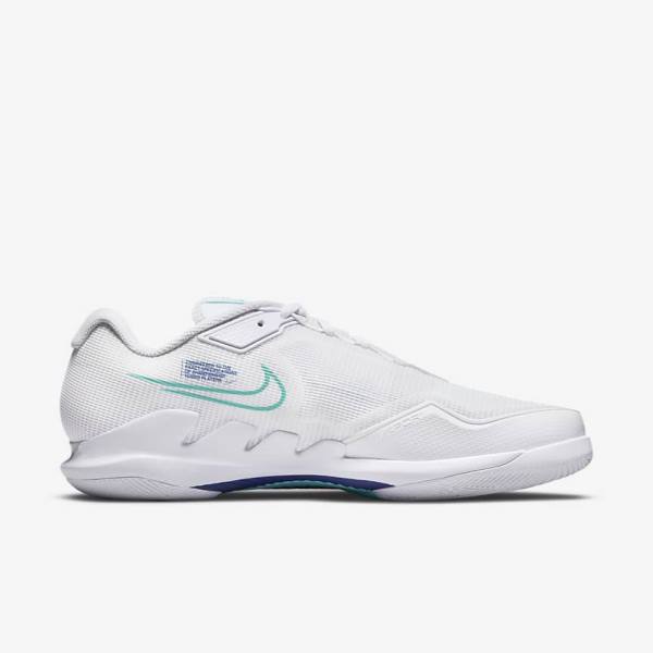 Nike NikeCourt Air Zoom Vapor Pro Hard-Court Tenisove Tenisky Panske Biele Svetlo Béžové Kráľovská Modrá Modre Tyrkysové | NK546HNA