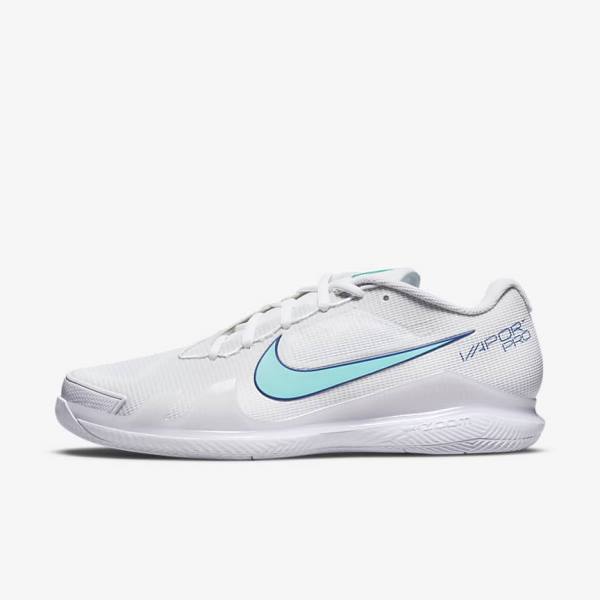 Nike NikeCourt Air Zoom Vapor Pro Hard-Court Tenisove Tenisky Panske Biele Svetlo Béžové Kráľovská Modrá Modre Tyrkysové | NK546HNA